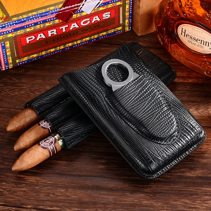 Роскошная дорожная сумка для сигар набор коробок с резаком портативный маленький хьюмидор кожаный чехол