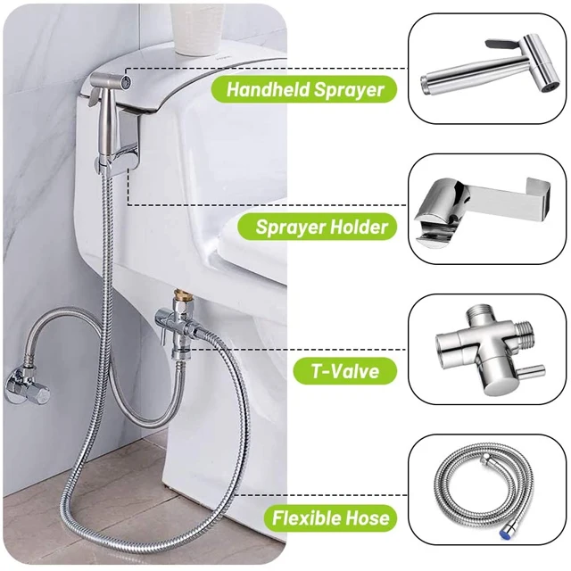 
Handheld Shattaf Stainless Steel Portable Bidet Sprayer For Toilet 