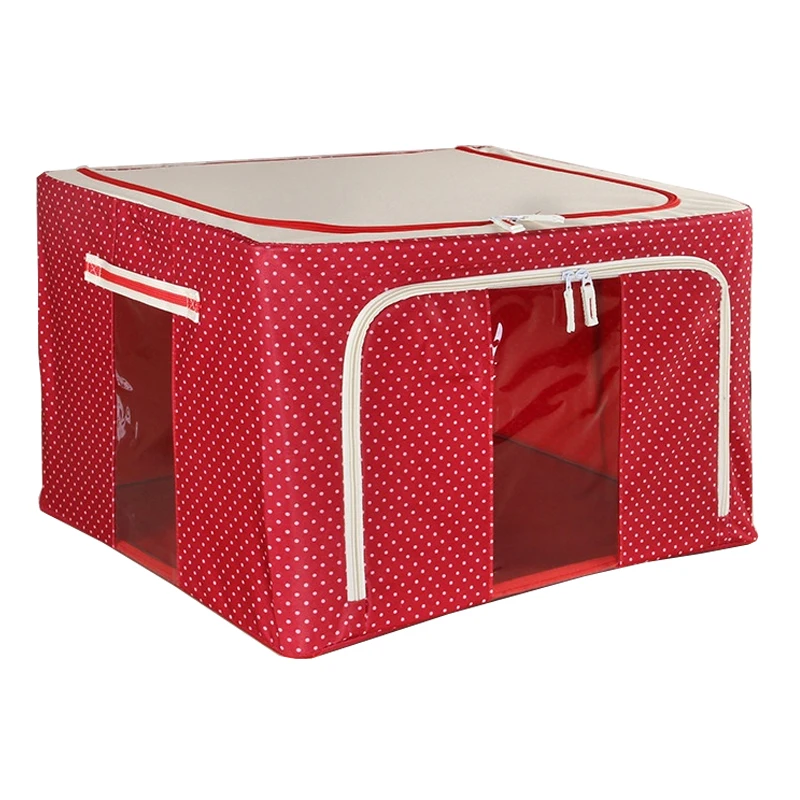 44L 55L 66Lfinishing bag flip transparent storage box Oxford cloth steel frame folding storage box