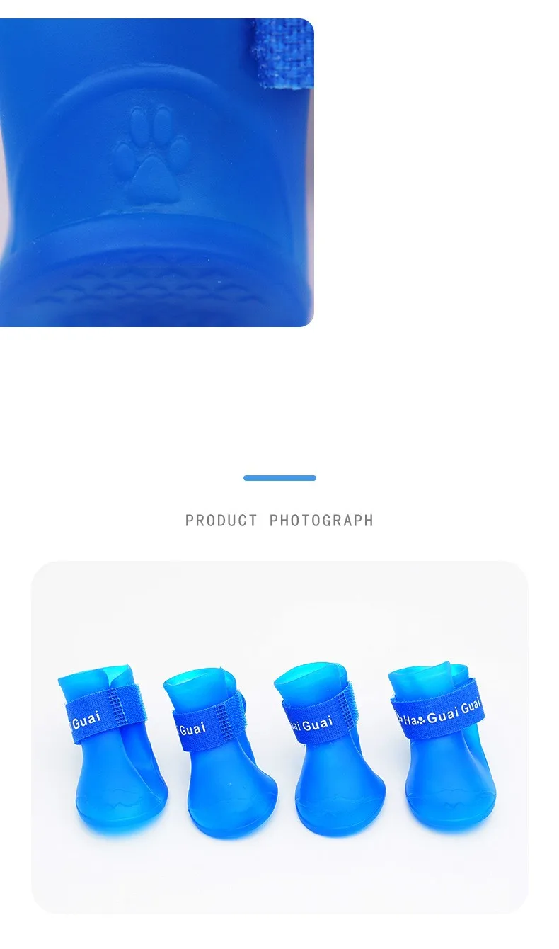 Manufacturer Wholesale Multi-colors Small Dog Cat Teddy Rain Silicone Shoes Waterproof Anti Slip Pet Dog Rain Shoes