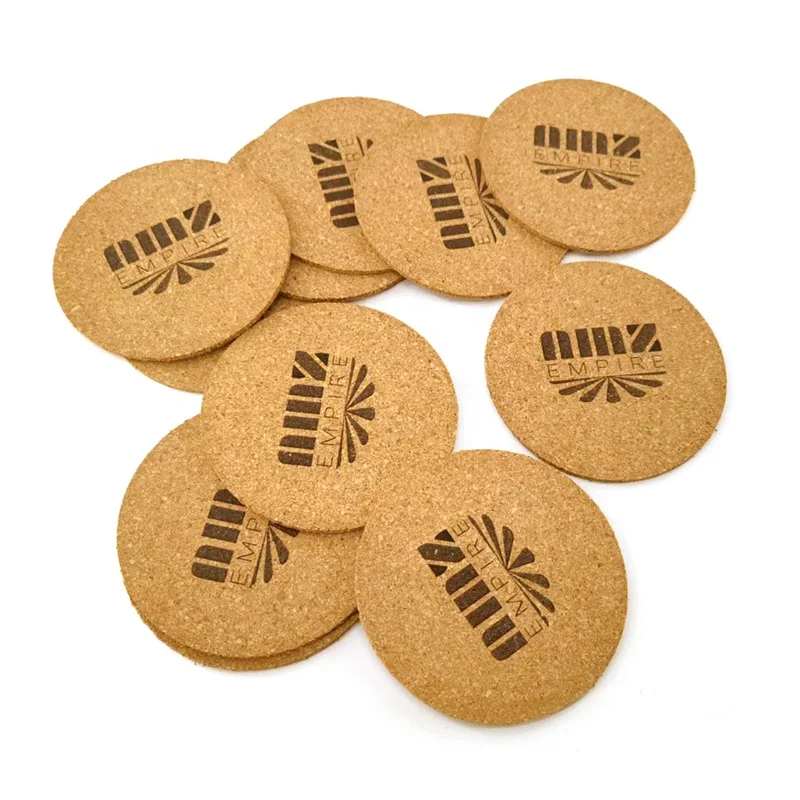 Natural Round Cork Coasters With Metal Holder  Thick Cold Drinks Wine Glasses Mugs Cups Cork Coaster