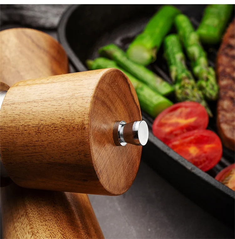 Harmony Refillable Salt & Pepper Mills Adjust for Customized Coarseness Wooden Salt and Pepper Grinder Set