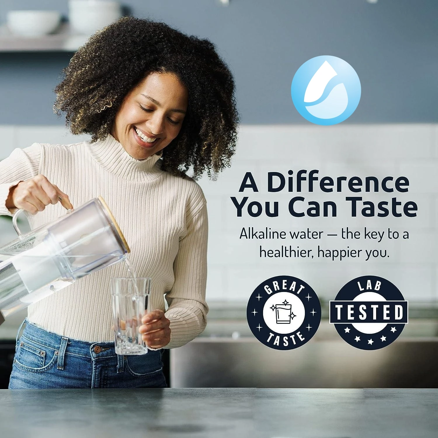 PH Restore Glass Alkaline Water Pitcher Long Lasting Water Filter Pitcher with Multi-Stage Filtration System Glass Water Jug