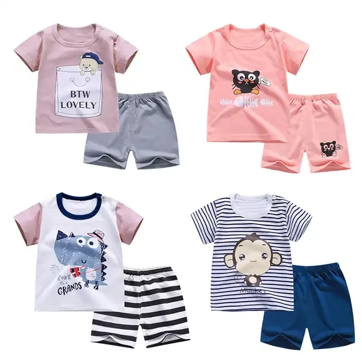 12 designs Girls and boys Clothes sets Cotton children clothes baby Short sleeve shorts suit Kids clothes