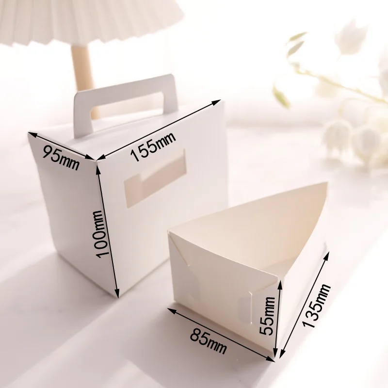 Mousse Triangle Slice Afternoon Tea Dessert Foldable Paper Packaging Sandwich Folding Cake Box