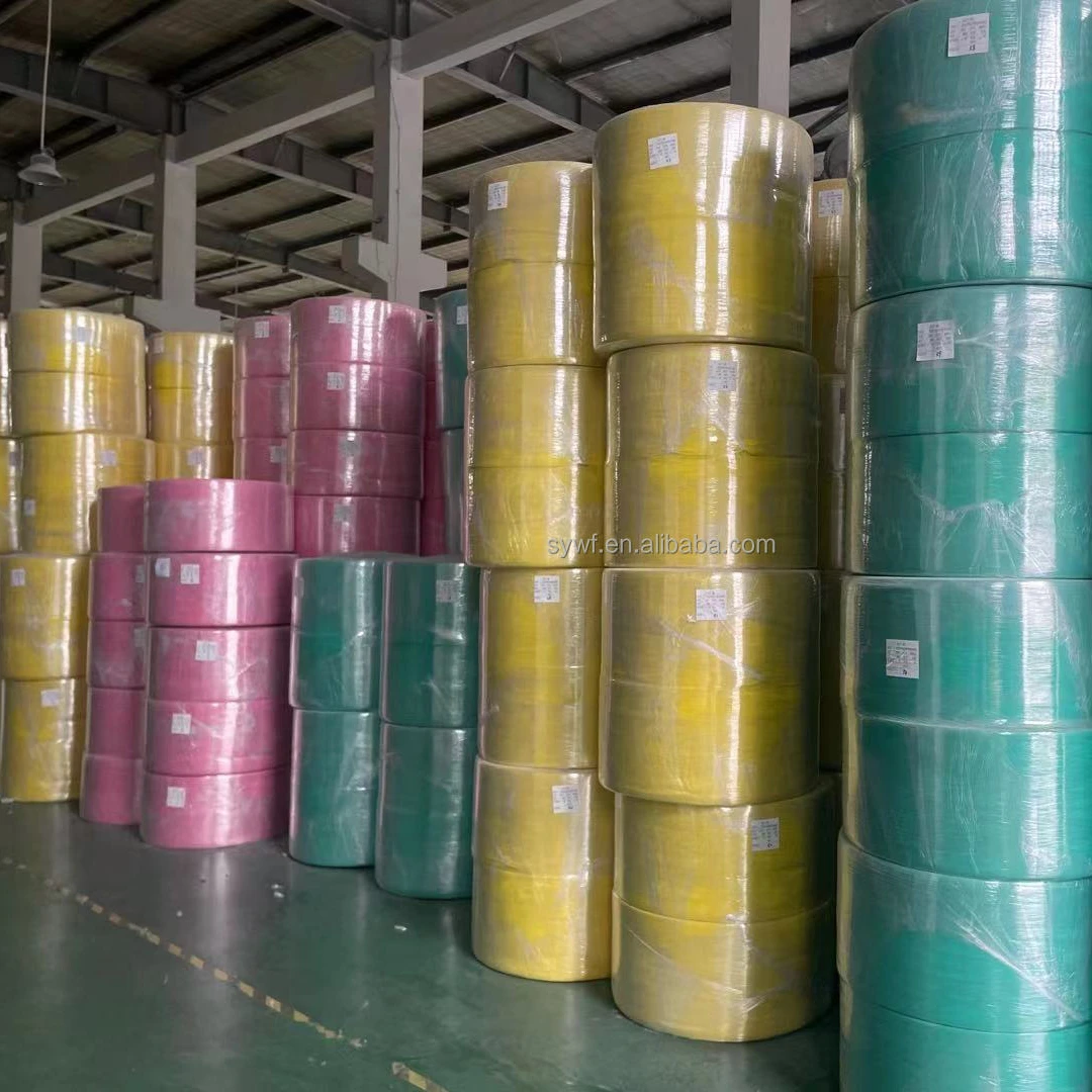 70% вискоза 100gsm желтого розового зеленого цвета в рулонах jumbo тканевые полотенца чистящие тряпки материал