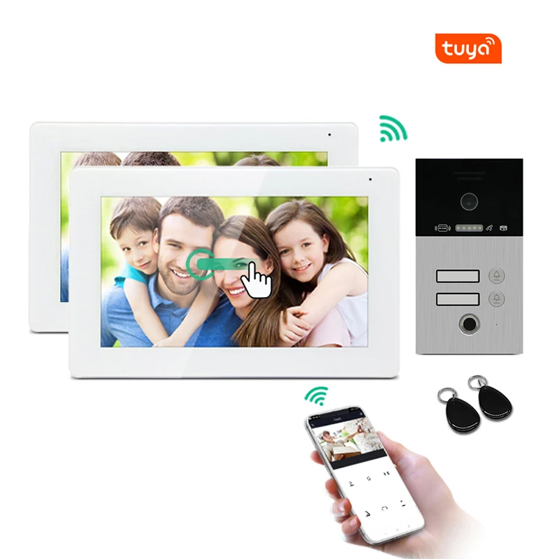 Factory best seller HD ip door camera wifi intercom with biometric fingerprint for 1/2/3/ apartments with card and fingerprint