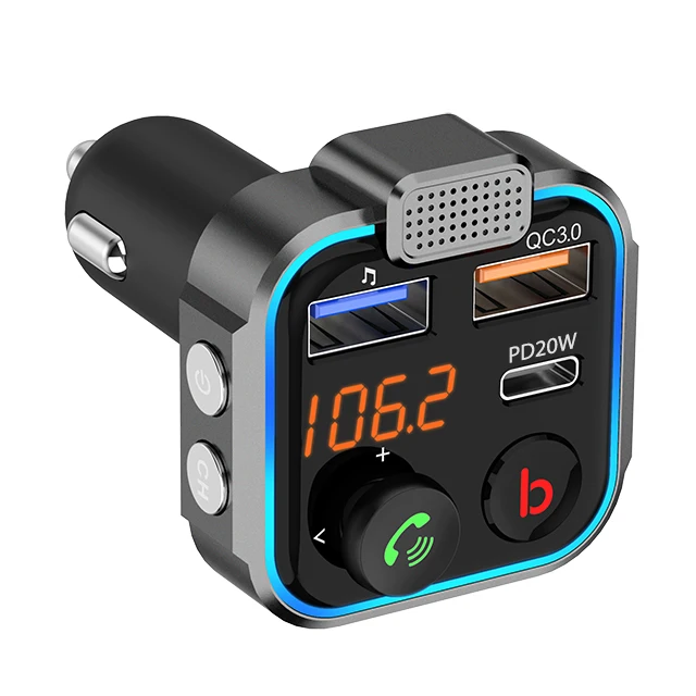 Высококачественный Bluetooth FM-передатчик для автомобиля QC3.0 Быстрая зарядка прикуривателя Автомобильный комплект беспроводной FM-радио адаптер