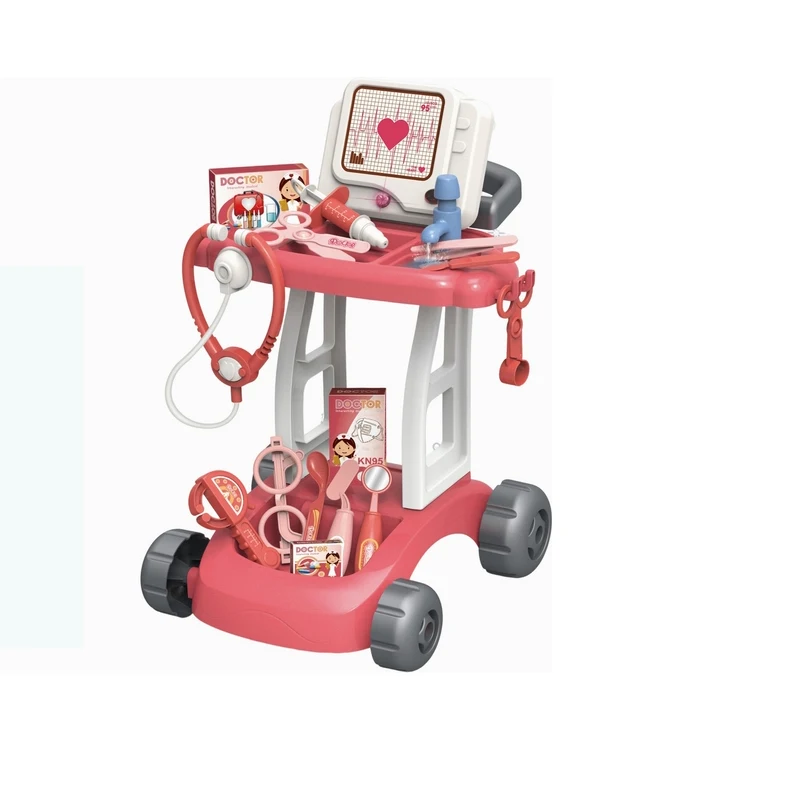 Wholesale simulation Pretend Medical Doctor Kits Medical Mobile Cart Doctor Toy Accessories Play Set For Kids