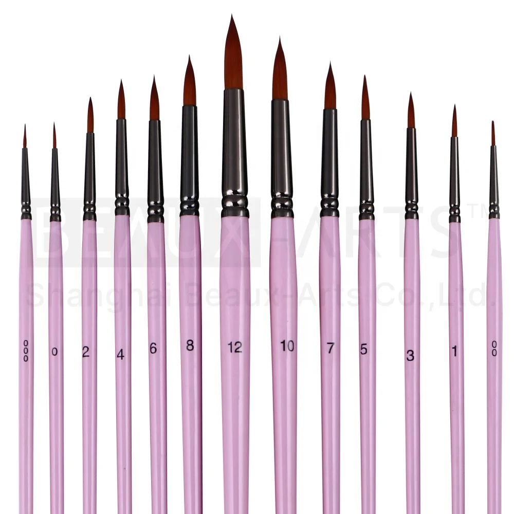 Round Shape Synthetic Sable Hair Art Brush Acrylic Watercolor Professional Artist Paint Brush Set