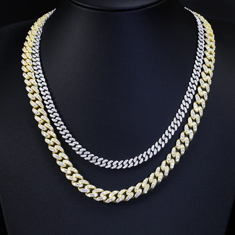 Wholesale Price 6MM 10MM Width D Color VVS Moissanite Diamond Solid Chain Men Necklace Cuban Link Chain