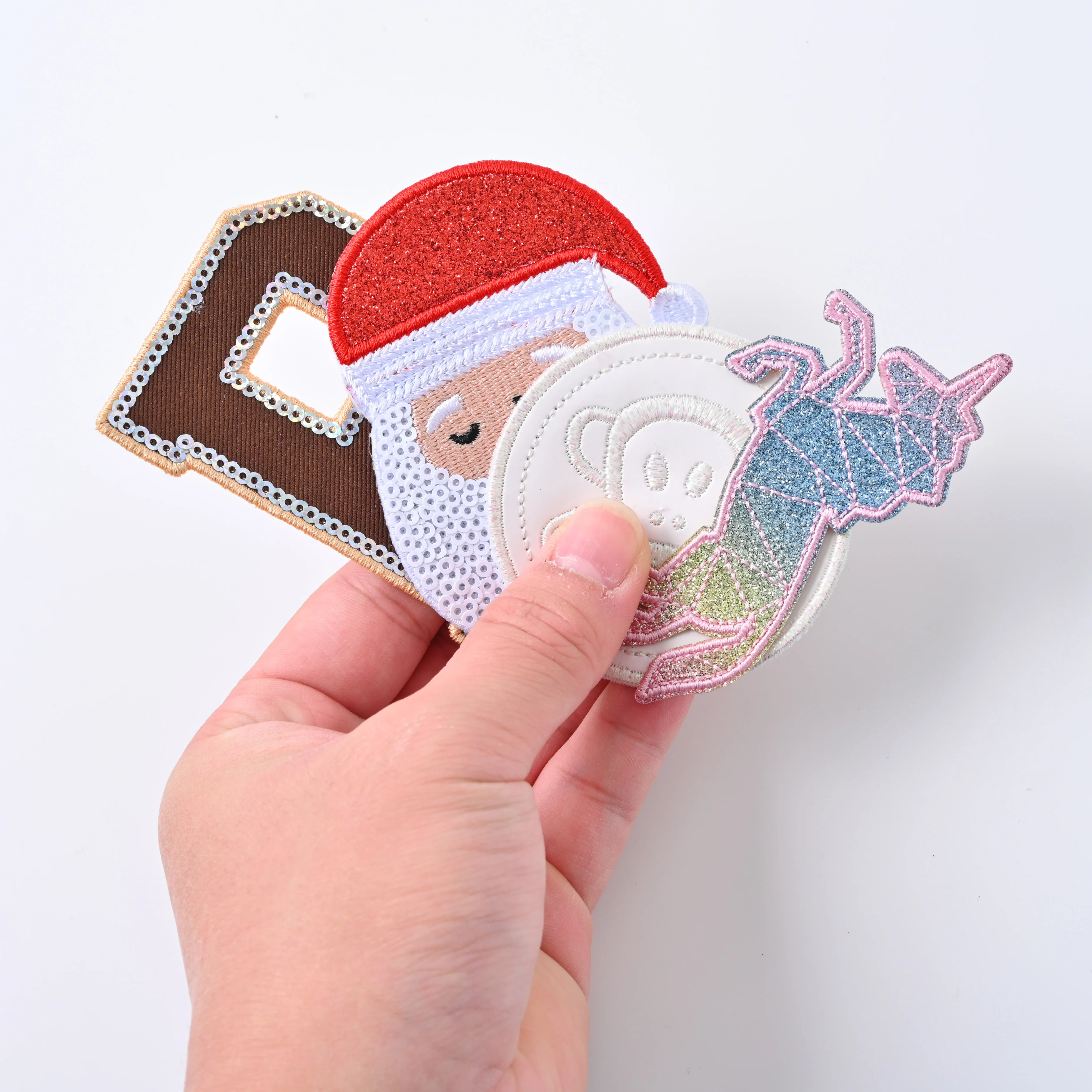 Wholesale Sequins Embroidery Cheer  Sequin Christmas Patches Word Iron On Clothes Hat Patch Colorful Shiny