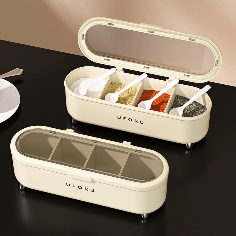 Kitchen Plastic Seasoning Storage Box Spice Organizer Box Household seasoning container Detachable salt and sugar storage box