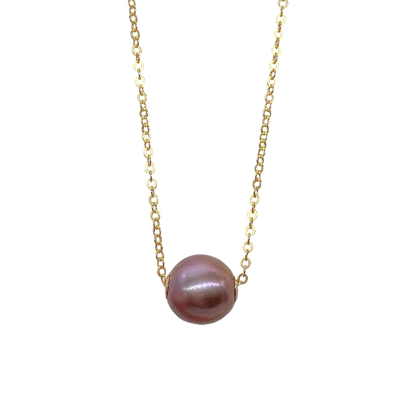14k Gold Purple Pearl minority Necklace