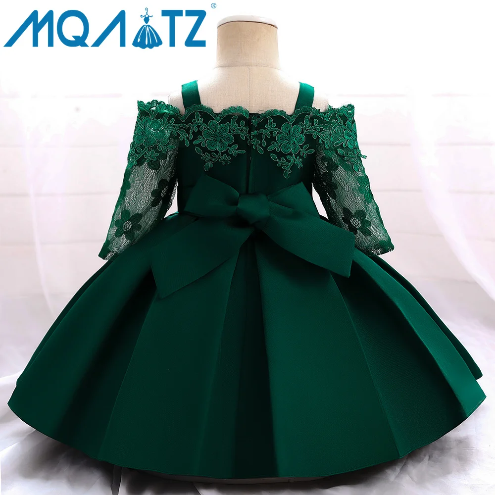 MQATZ hot sale off shoulder baby long sleeve dress red 1-3 year tollder baby girl christening dress  L5083xz