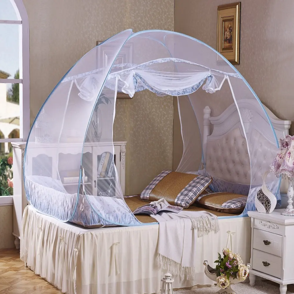 Outdoor camping Trip foldable portable pop up bed mosquito net mongolia mosquito net encrypted for 2 doors