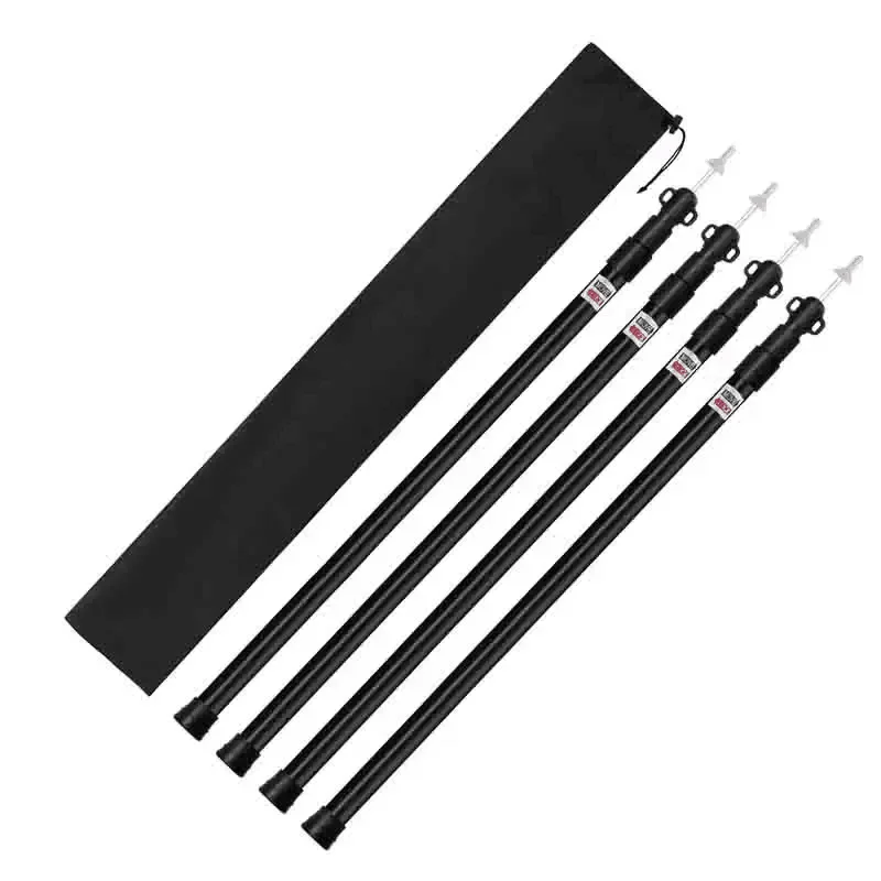 Feistel 2.5M Outdoor Aluminum Tent Pole Flexible Fiberglass Connectors Support Beach Shelter Tarp Awning Telescopic Tent Poles