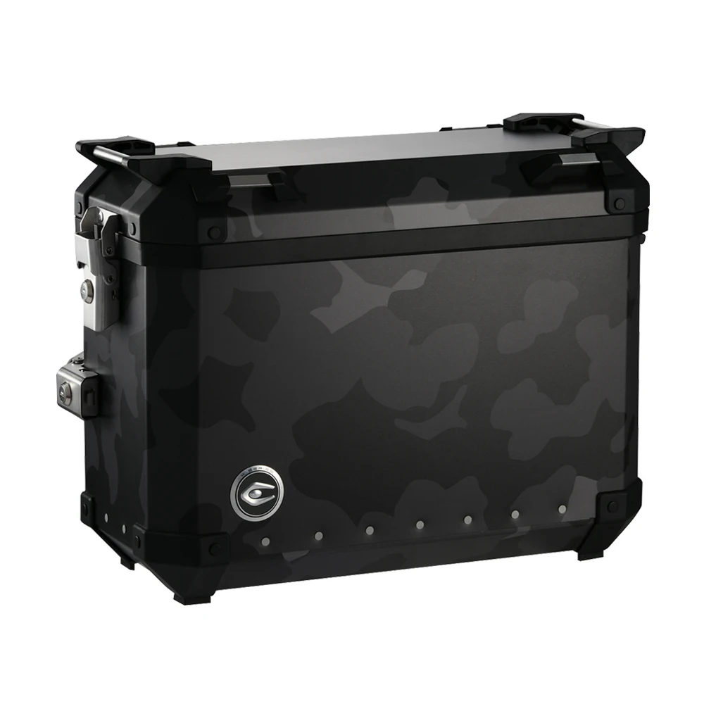 COOCASE 36L Black Ash Camouflage Universal Aluminum Motorcycle Side Boxes Saddle Pannier Side Luggage Carrier Case Pair