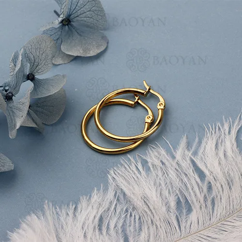 BAOYAN Large Round Circle Hooped Earring Big Multi Size Stainless Steel Cable Wire Gold Plated Hoop Earrings for Women/Girls