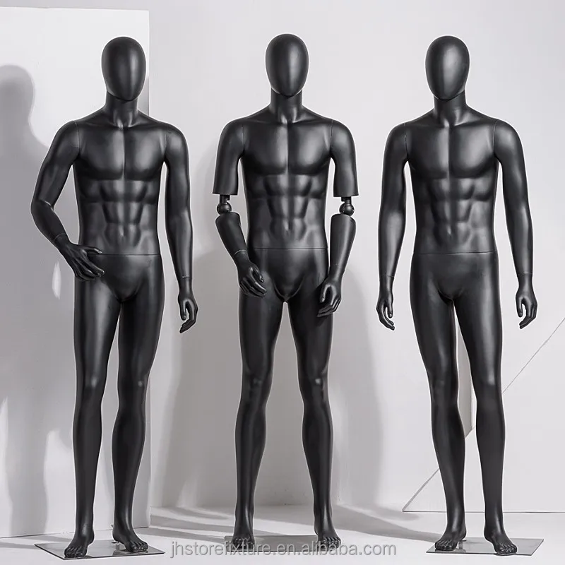 muscle male sport mannequin full body with head dummy for man clothing store matte black dress shirts models