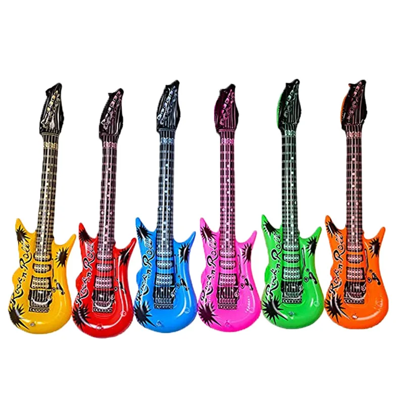Customized Party Props Pvc Inflatable Kids Large Blow Up Rock Instrument Toy Guitar