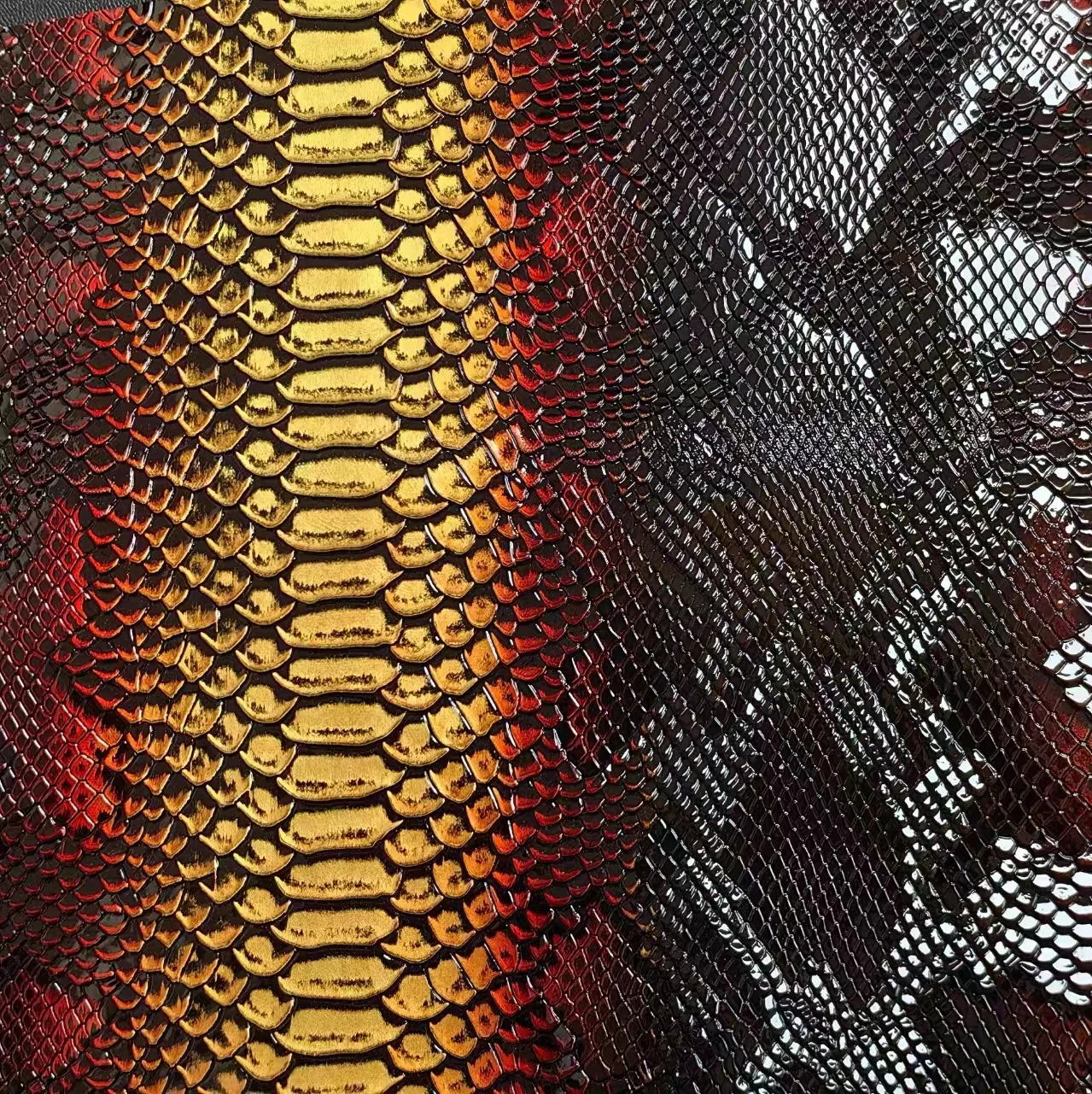 High Quality Snake Skin Shiny Pattern PVC Faux Leather Embossed Synthetic Leather for Shoe Bag Handbag Belt