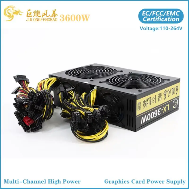 Hot Seller Atx Gold Power Supply 1600w 1800w 2000w 2400w 2800w 3600w Support 8 Gpu 6 Gpu 12 Gpu