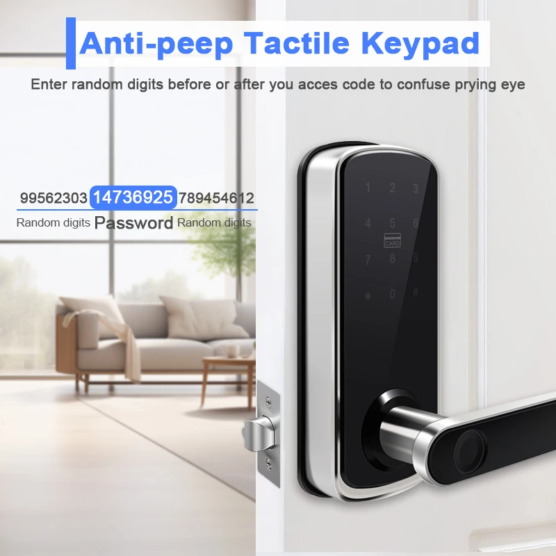Wholesale Tuya WIFI APP Smart Door Lock Aluminum Fingerprint RFID Digital Lock Handle Keyless Apartment Hotel Home Room