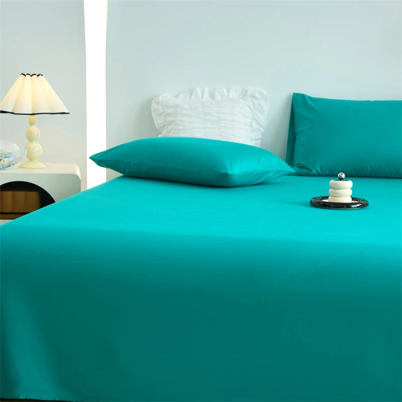 100% Cotton Fitted Sheet Set 3 or 4pcs Bedding Set Solid Top Sheet Home Hotel Pillowcase High Quality Customized Bed Linen Set