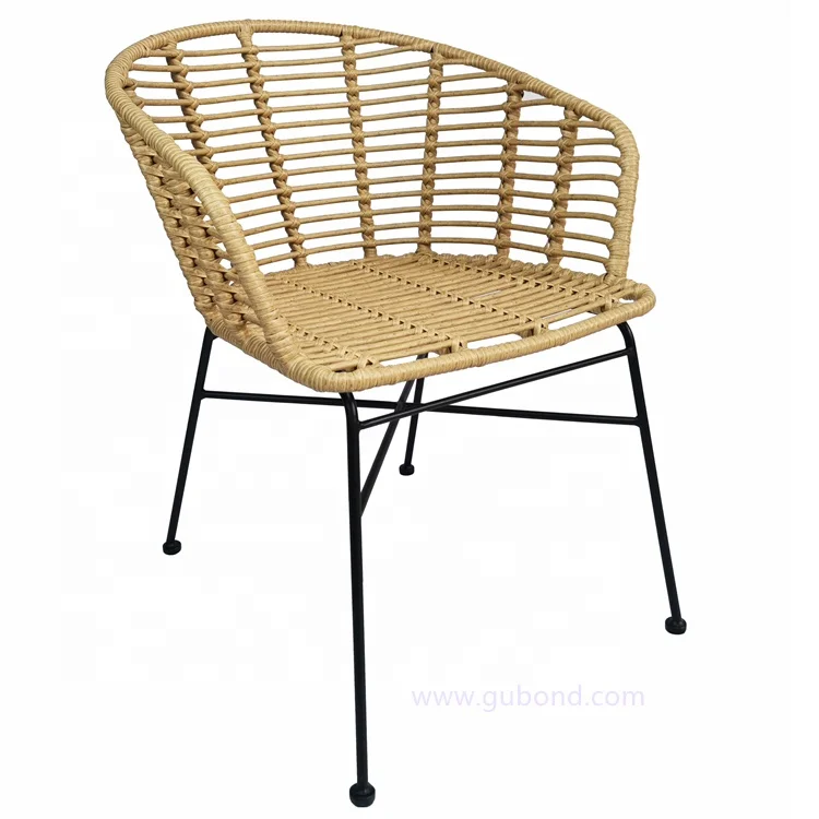 Outdoor Plastic Rattan Garden Arm Chair Metal cafe garden reasaurant outdoor wicker chair furniture