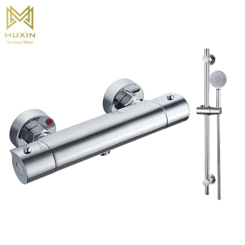 China Luxury Brass single function thermostatic shower mixer with slide rail kit