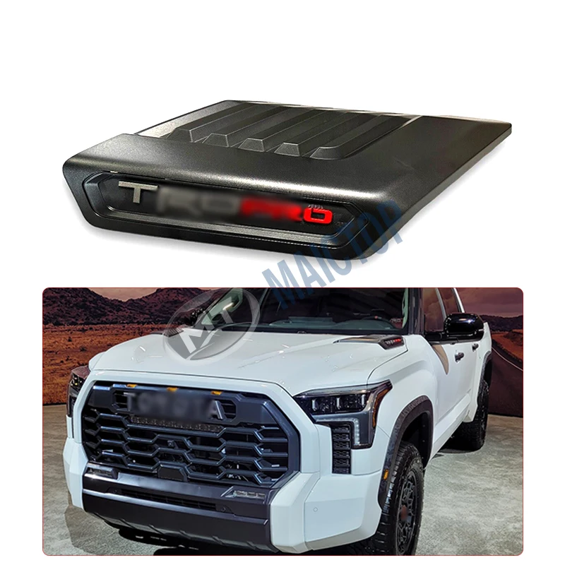 Maictop car accessories front engine cover hood scoop with trd pro emblem badge for tundra 2022 2023 pcikup