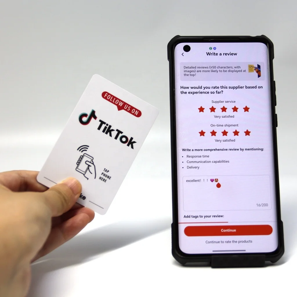 Custom Touchless Nfc Tag Cards Tappable Google Review Cards Pvc Card With Chip NTAG215
