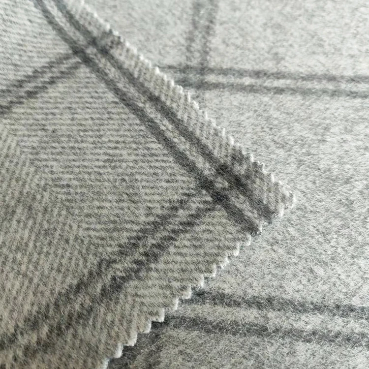 Sell Directly 50% Wool 50% Polyester Grey Plaid Style Fabric
