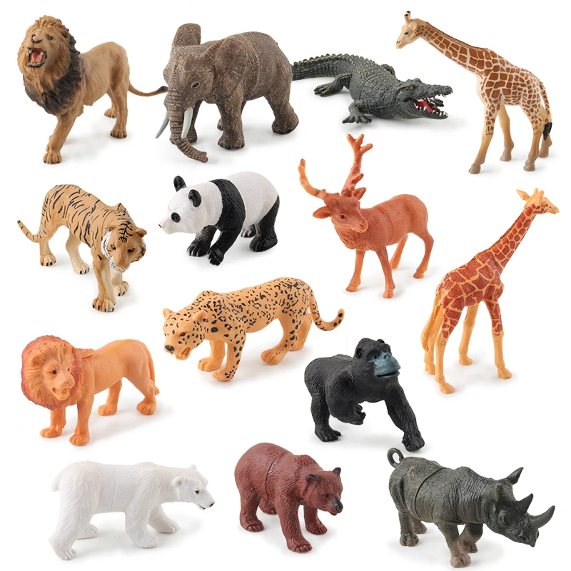 Plastic wild animal set model toy Simulation wild animal model toy tiger elephant panda children PVC Plastic Animal Decorations