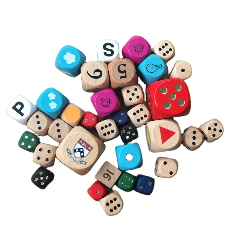 Деревянные креативные игрушечные кости с узором на заказ от производителя, игрушки-головоломки «сделай сам», кубики