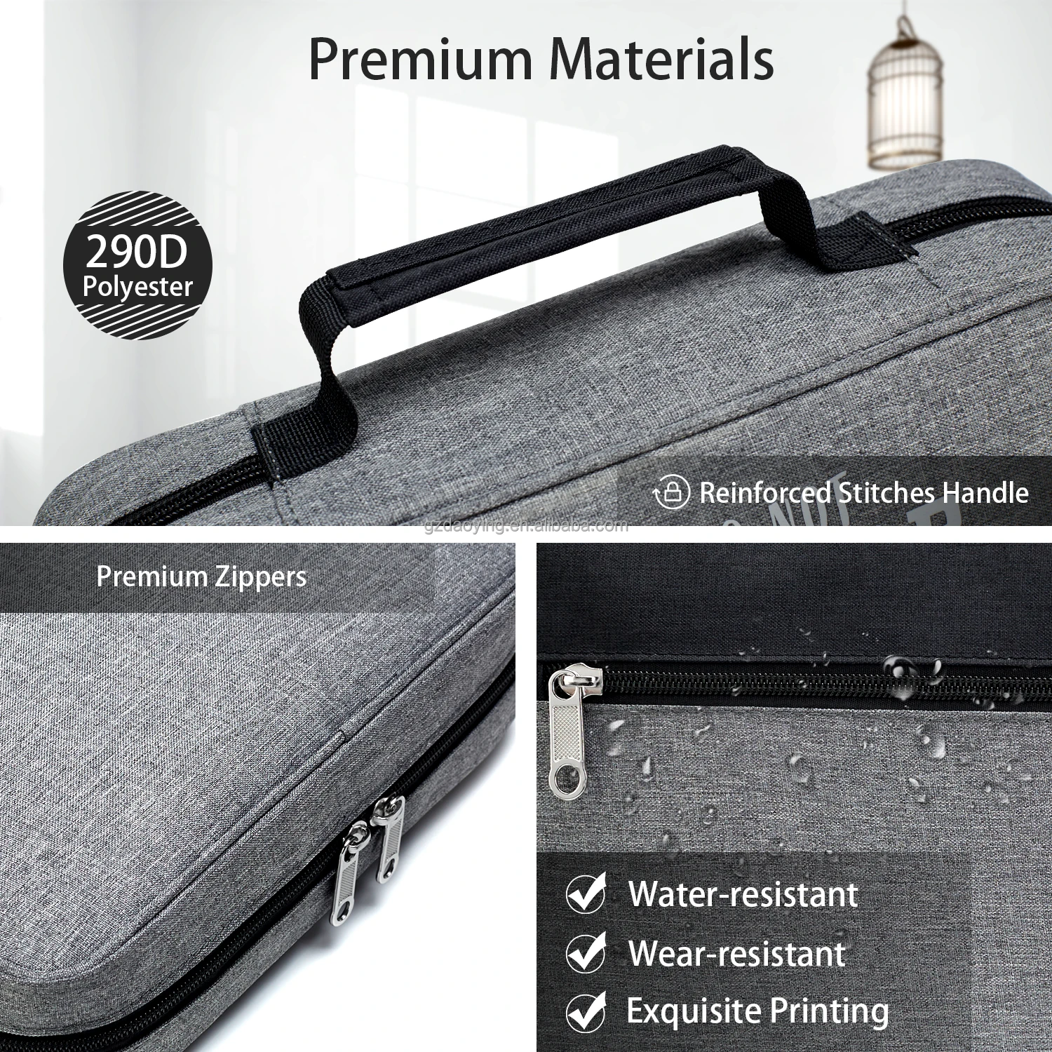 Bible Cover Carrying Book Case Church Bag Bible Protective with Handle Zipper Front Pocket Inner Mesh Pocket Grey&Black