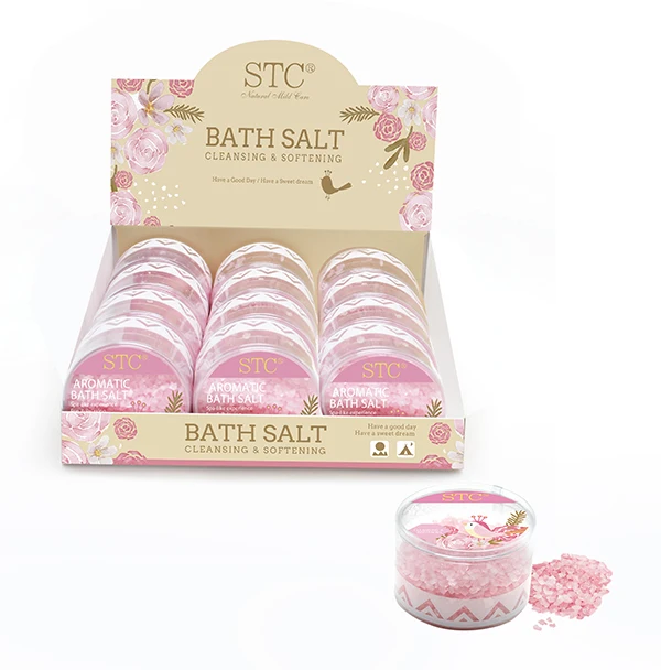 
100g flower petal bath salt in a plastic pot for body spa 