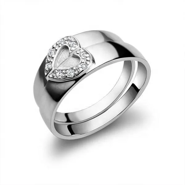
heartbeat couple rings wholesale 100% 925 Sterling Silver jewelry Gold Plated valentines day gift silver ring 925 sterling 