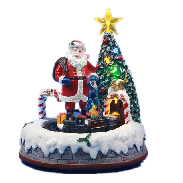 Santa Claus Holiday Turning LED light Christmas music box