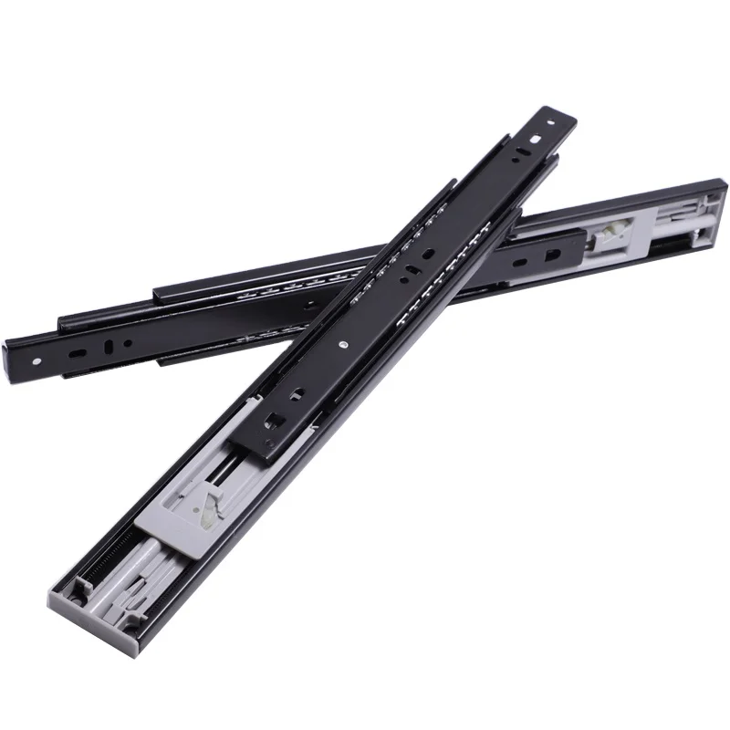 Double spring soft close ball bearing drawer slide telescopic channel kitchen drawer rails for cabinet