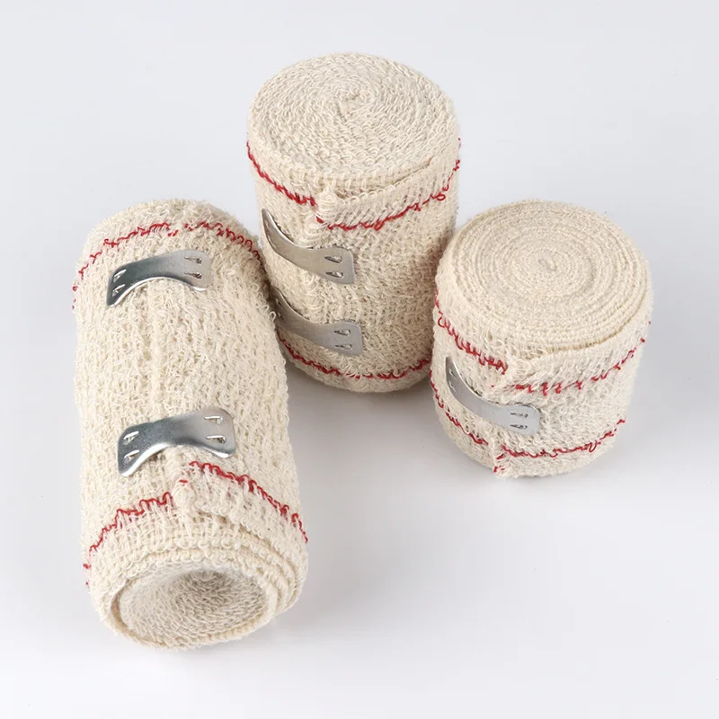 Factory Supply Disposable Medical Spandex Cotton Elastic Bandage Hospital Quality Crepe with Clips