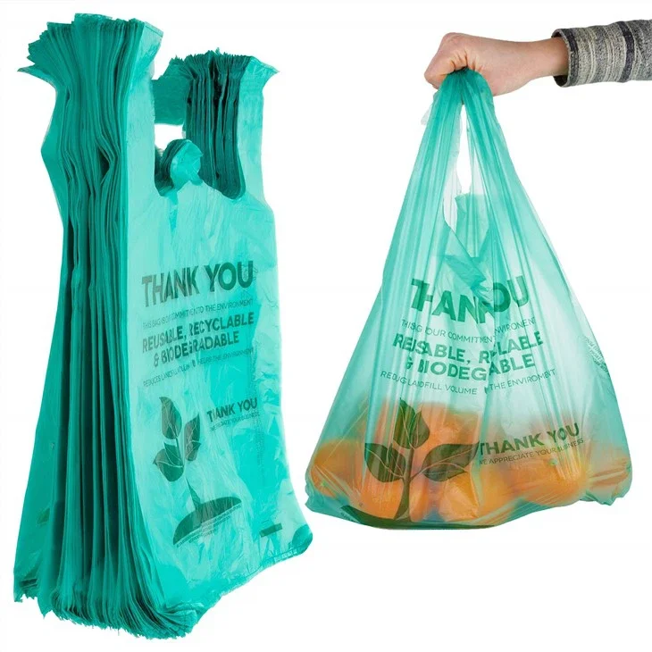 YC Manufacturer Custom Take Away Shopping Bags Wholesale Biodegradable T Shirt Shopping Plastic Package Carton PLA
