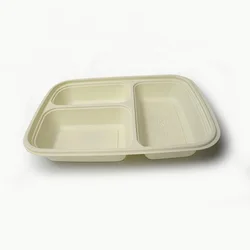 Eco Friendly Disposable 10Inch 3 Compartment Biodegradable Cornstarch Food Containers Color Lunch Box With Lid