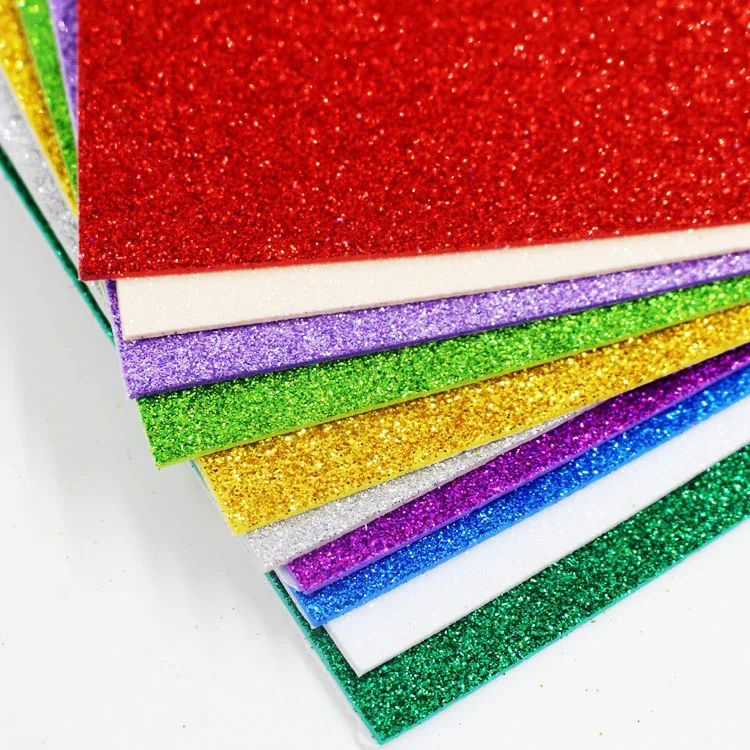 
2mm Self Adhesive Silver Color Glitter EVA Foam Paper Sheets Eva kids craft for craft Projects 