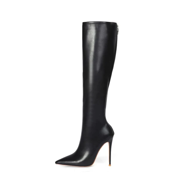 Hoslasenshoes matte black non slip outsole 4.7 inches stiletto heels back zipper boots over the knee long leg fashion boots