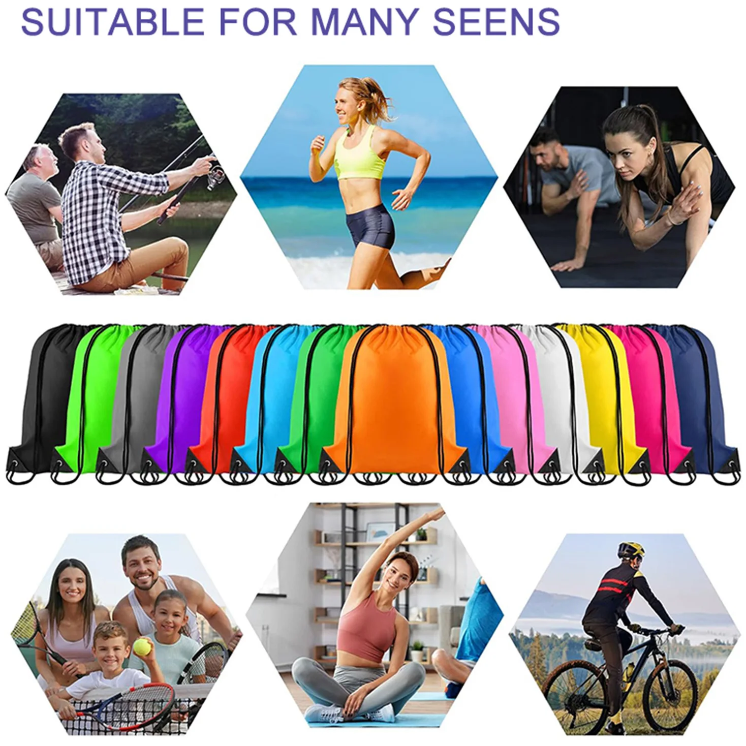 Waterproof Drawstring Gift Bag String Bag Drawstring Sports Polyester Drawstring Bag