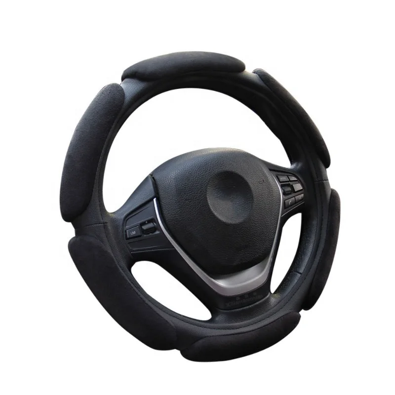 Hot sale 3D Sports sandwich suede comfortable leather steering wheel cover universal for four seasons 15inch