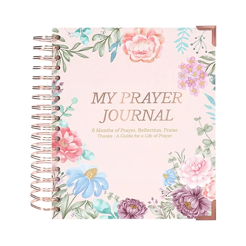 Popular prayer journals christian beautiful diary for girls spiral wish notebook set pregnancy journal planner book printing