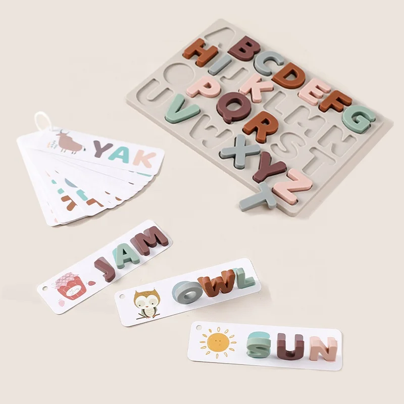 New Creative Alphabet Puzzle Board Silicone Arabic Baby Literacy Learning Toy Alphabet Puzzle Board For Children